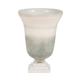 Decorative Vase - Green Metal Glass with Marble Base, 14 in.
