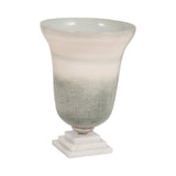 Decorative Vase - Green Metal Glass with Marble Base, 14 in.