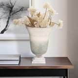 Decorative Vase - Green Metal Glass with Marble Base, 14 in.