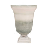 Decorative Vase - Green Metal Glass with Marble Base, 14 in.