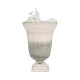 Decorative Vase - Green Metal Glass with Marble Base, 14 in.